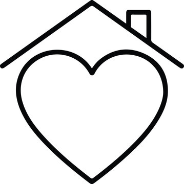 Heart-Home Icon Line Art Vector Design For Real Estate Charity Logo