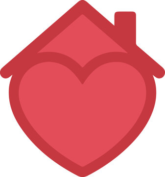 Red-Heart House Icon Design for Charity Real Estate Logo