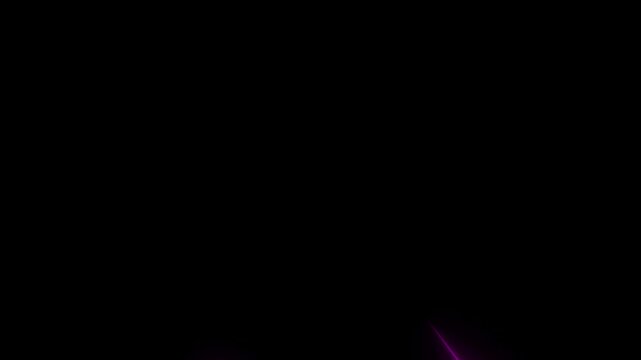 A single thin bright magenta neon light line streaks diagonally across a completely black void creating a minimalist abstract background with a vibrant glow and a sense of motion or direction