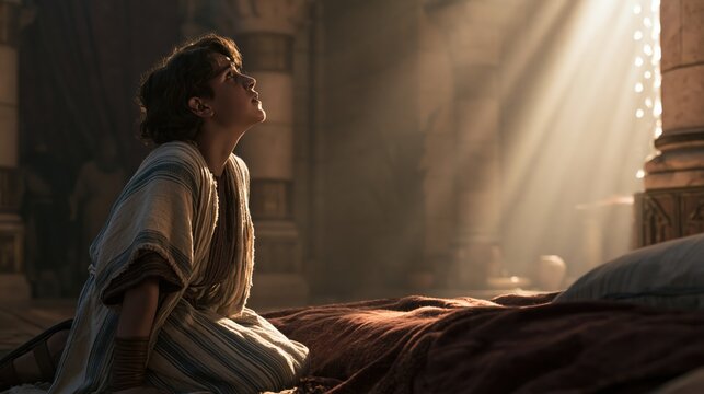 Young Samuel answering God's call in the tabernacle during the night.
