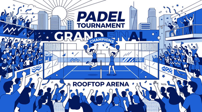 Padel Tournament Grand Final Champions Rooftop Arena Celebration Vibrant