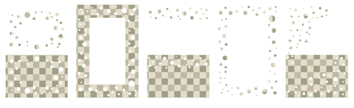 Confetti cutout frame with checkered paper backdrop, decorative scrapbook elements, tactile paper textures, scattered confetti and creative journaling layout.