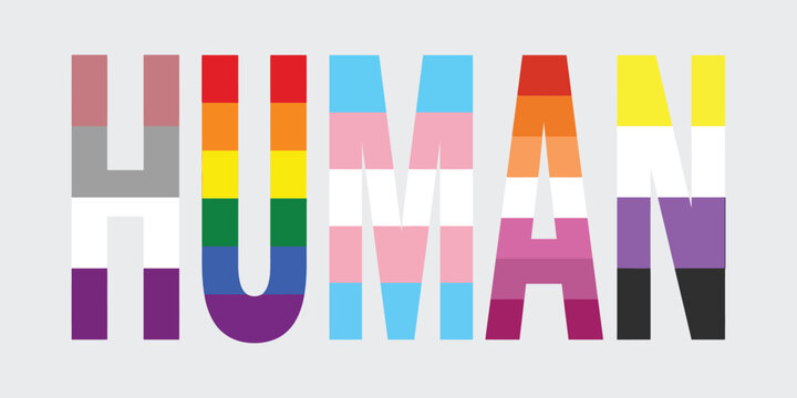 Human LGBT Pride Flags Typography Diversity Vector Graphic