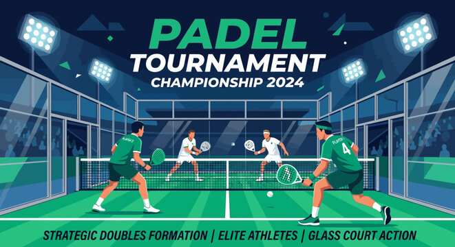 Padel Tournament Championship 2024 Featuring Elite Athletes In Strategic Doubles Glass Court Action