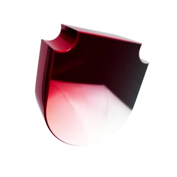 3D Crimson Red Metallic Shield Crest Emblem Rotating Seamless Loop Isolated