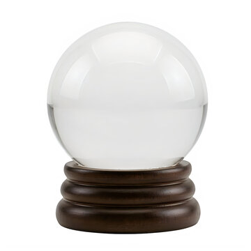 Clear Crystal Ball on Wooden Stand Display transparent background