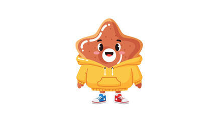 Fototapeta premium Cute Star Character with Hoodie and Sneakers, Funny Cartoon Food Illustration