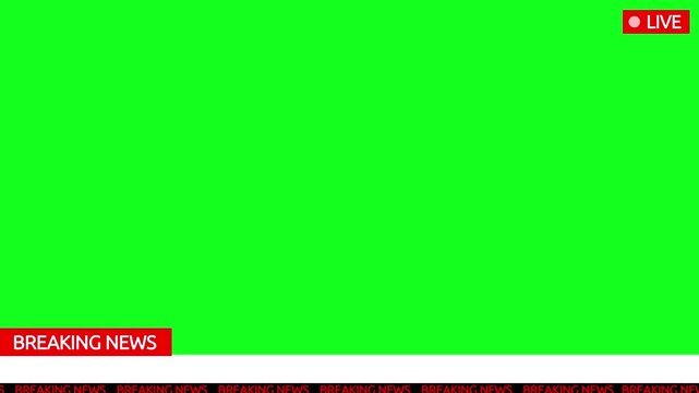 Animated breaking news lower third with green screen background.