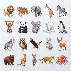 Obraz premium Realistic Animal Stickers and Illustrations Collection