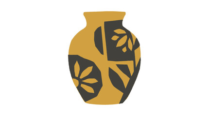 Abstract Decorative Ceramic Vase with Floral Pattern, Mid-Century Modern Style © batik