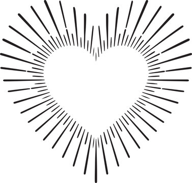 Black heart shape with radiating sunburst lines