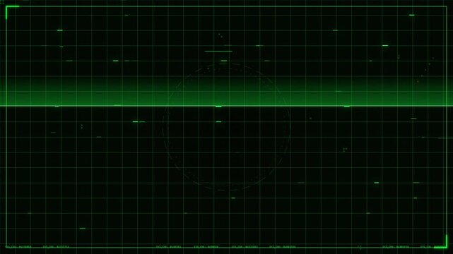 Green digital radar scan interface with data code