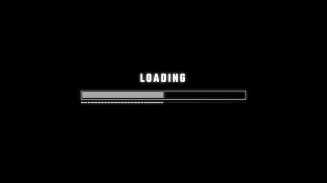White loading bar, glitch effect animation