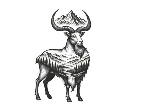 vector silhouette of a bull