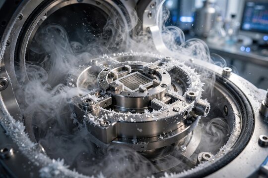 Advanced Cryogenic Equipment in Scientific Research Laboratory.