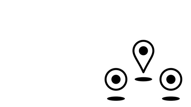 Location map pin icon positioned above two small circular user markers illustrating nearby people or check in points on a simple navigation map view