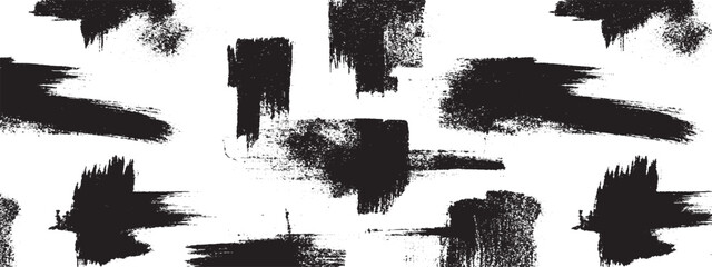 Artistic black brush strokes and paint splatters on white background creating dynamic abstract texture for modern design and creative digital projects with high contrast © DARK GRASS