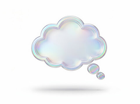 3d render of an iridescent cloud thought bubble isolated on white background