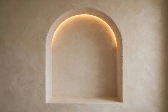Minimalist Archway Niche with Soft Warm Backlight Accent.