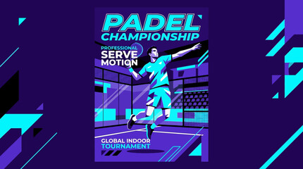 Obraz premium Padel Championship Professional Serve Motion Global Indoor Tournament Poster