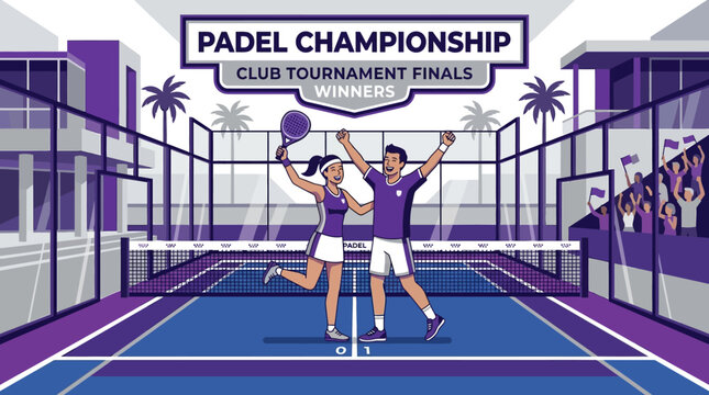 Padel Championship Club Tournament Finals Winners Celebration On Court