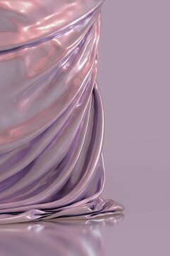 Close up of glossy pink draped fabric folds 3D computer generated