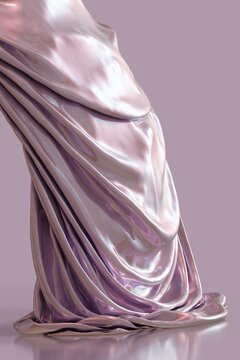 Iridescent pink draped cloth folds 3D computer generated