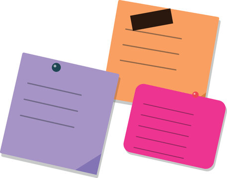 Colorful sticky notes with lines and paper reminders for office work and organization