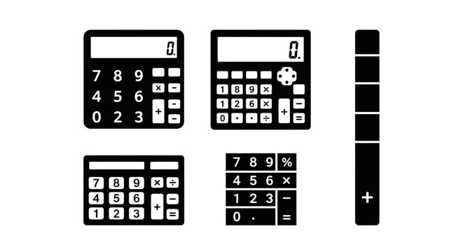Calculator Icons: Basic, Scientific, and Bar Graph