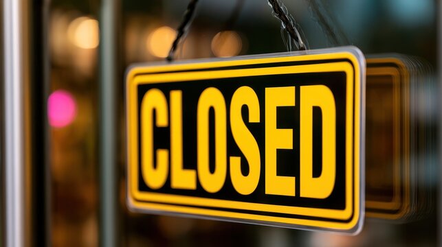 Closed sign on a glass door