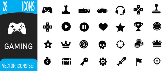 Gaming icon set 28 vector graphics for game development and esports branding © shahadat