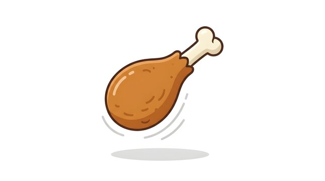 Clean flat vector illustration of a golden crispy roasted turkey leg drumstick with meat on the bone. Isolated on a plain white background, ideal for Thanksgiving dinner menus, poultry food branding, 