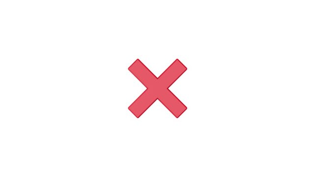 Simple wrong mark visual with red X symbol on white background, clean minimal style, and clear rejection message. Perfect for error videos, app UI demos, warning clips, and motion graphics.