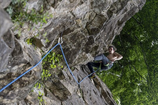 Climbers rock climbing, sport climbing, climbing garden Bad Heilbrunn
