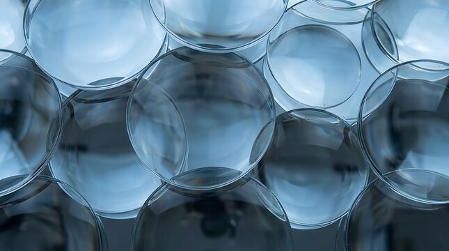 Close up of clear glass bubbles in a repeating pattern