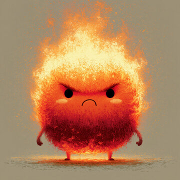 angry face made of fire