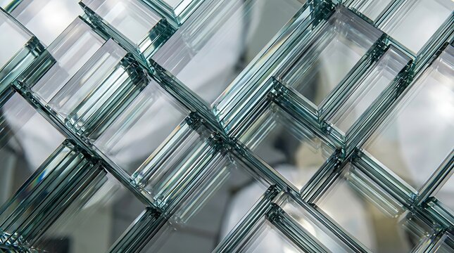 Glass block wall with diamond pattern