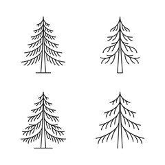 Obraz premium Four distinct illustrations of evergreen trees showcasing varying styles and details
