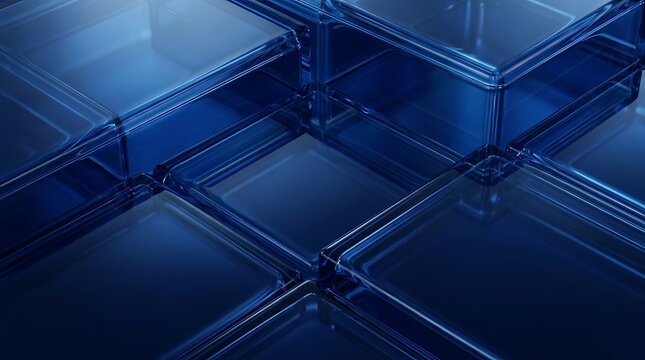 Abstract blue cubes background with glossy reflections