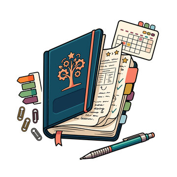 World Teachers' Day celebration with open journal and EU emblem. Flat vector icon of educator appreciation, school supplies, and calendar date.