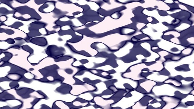 Teal and White Abstract Organic Camouflage Pattern Background Loop with Wavy Flowing Shapes