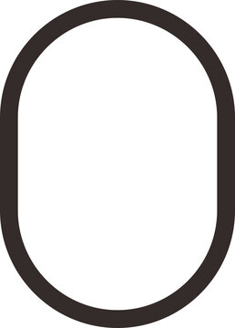 Minimalist black outline of a stadium shape or pill-shaped oblong frame isolated on white, perfect for graphic design, labels, and UI interface icons