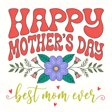 happy mother day greeting card design with flower