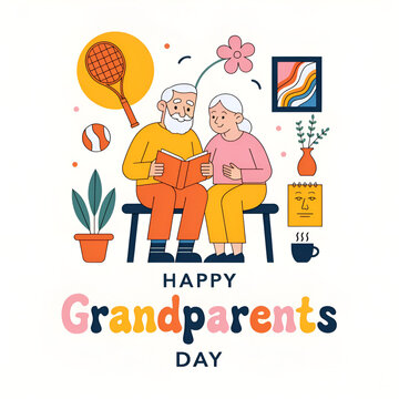 lovely grandparents day composition with flat design