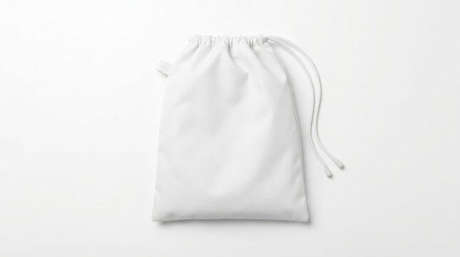 Plain White Fabric Drawstring Bag Mockup