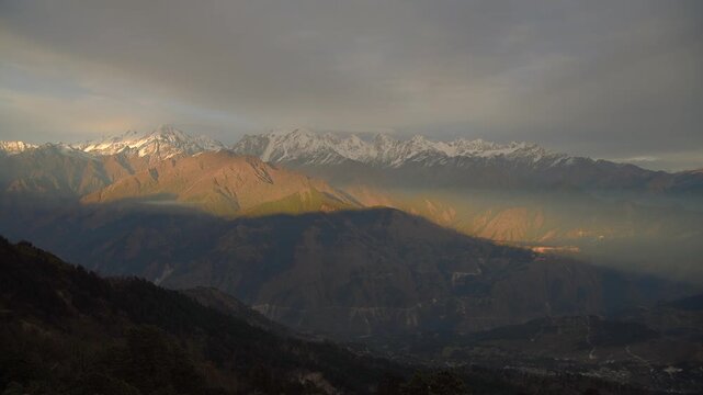 Dramatic Panoramic View Of Himalayas And Munsyari Town From Khaliya Top