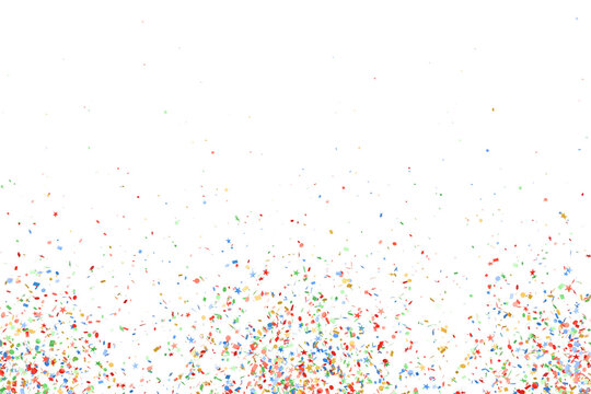  Falling colorful confetti overlay isolated on transparent background for celebration copy space