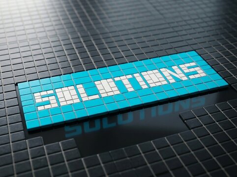 Solutions for Business Challenges Displayed on Modern Tile Design Concept
