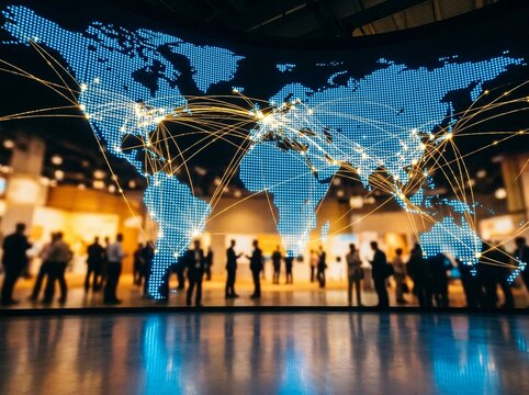 Global Network World Map Digital Connection for Business Strategy