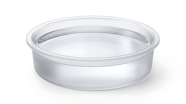Empty clear plastic container or bowl for food storage. bird plastic dish
